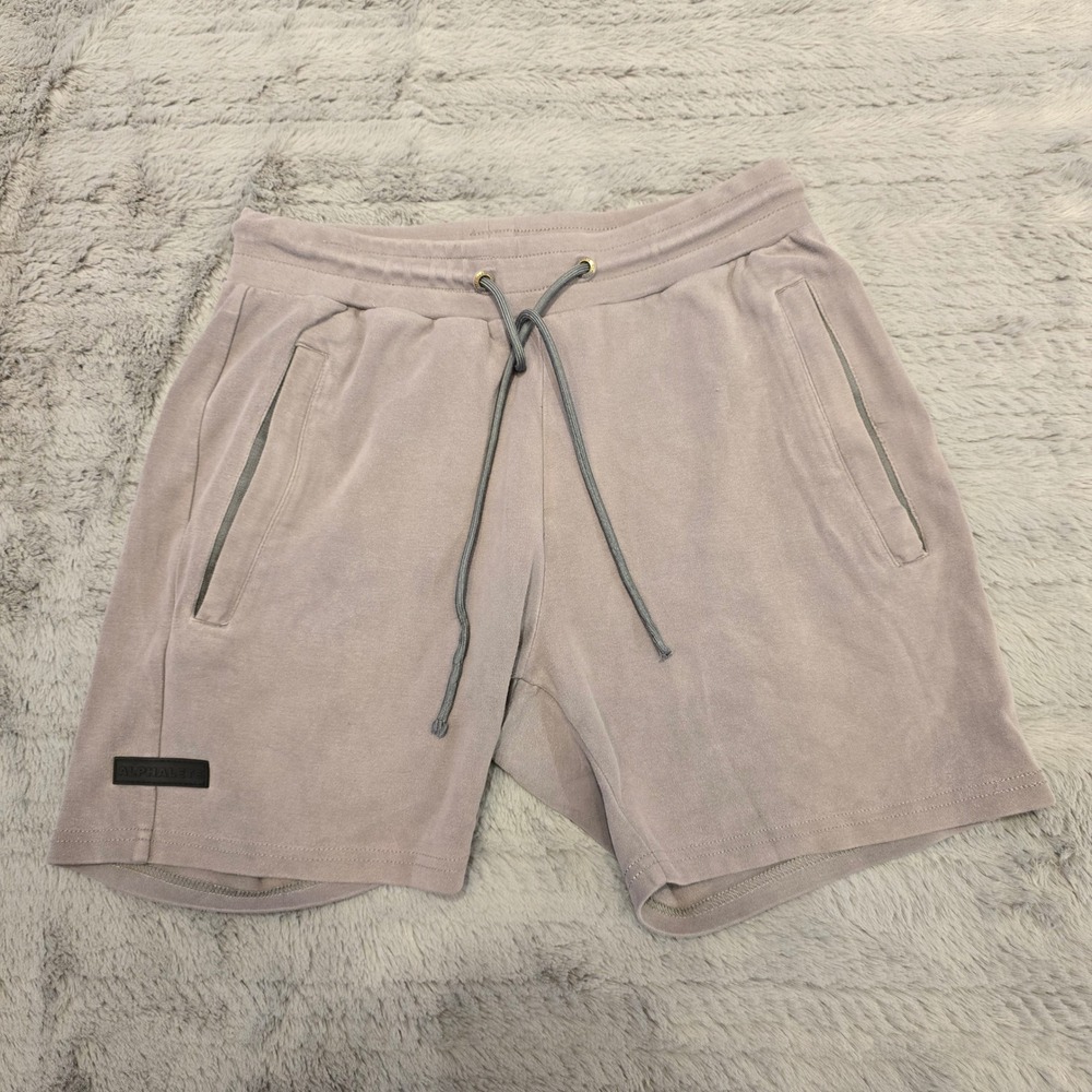 Alphalete Mens Gray Athletic Gym Workout Shorts Size Small Drawstring Pockets